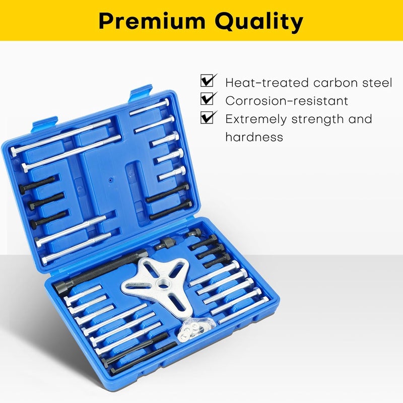 Acymner Harmonic Balancer Puller Set | 46PCS Power Steering Pulley Puller Installer Tool Set, Steering Wheel Pulling Set, Flywheel Remover, Crankshaft Pulley Removal (Blue) - Image 3